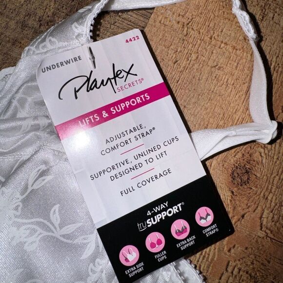 Playtex® Secrets® Lifts & Supports Full Figure Unlined Underwire Bra 4422 nwt - Picture 3 of 7